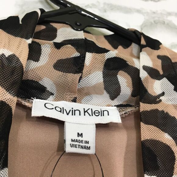 CALVIN KLEIN ANIMAL PRINT MOCK NECK TOP AND RUCHED MIDI SKIRT STRETCH SET M NWT - Picture 6 of 16